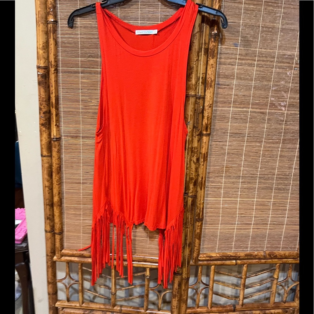 Hearts and Hips Red Fringe Top